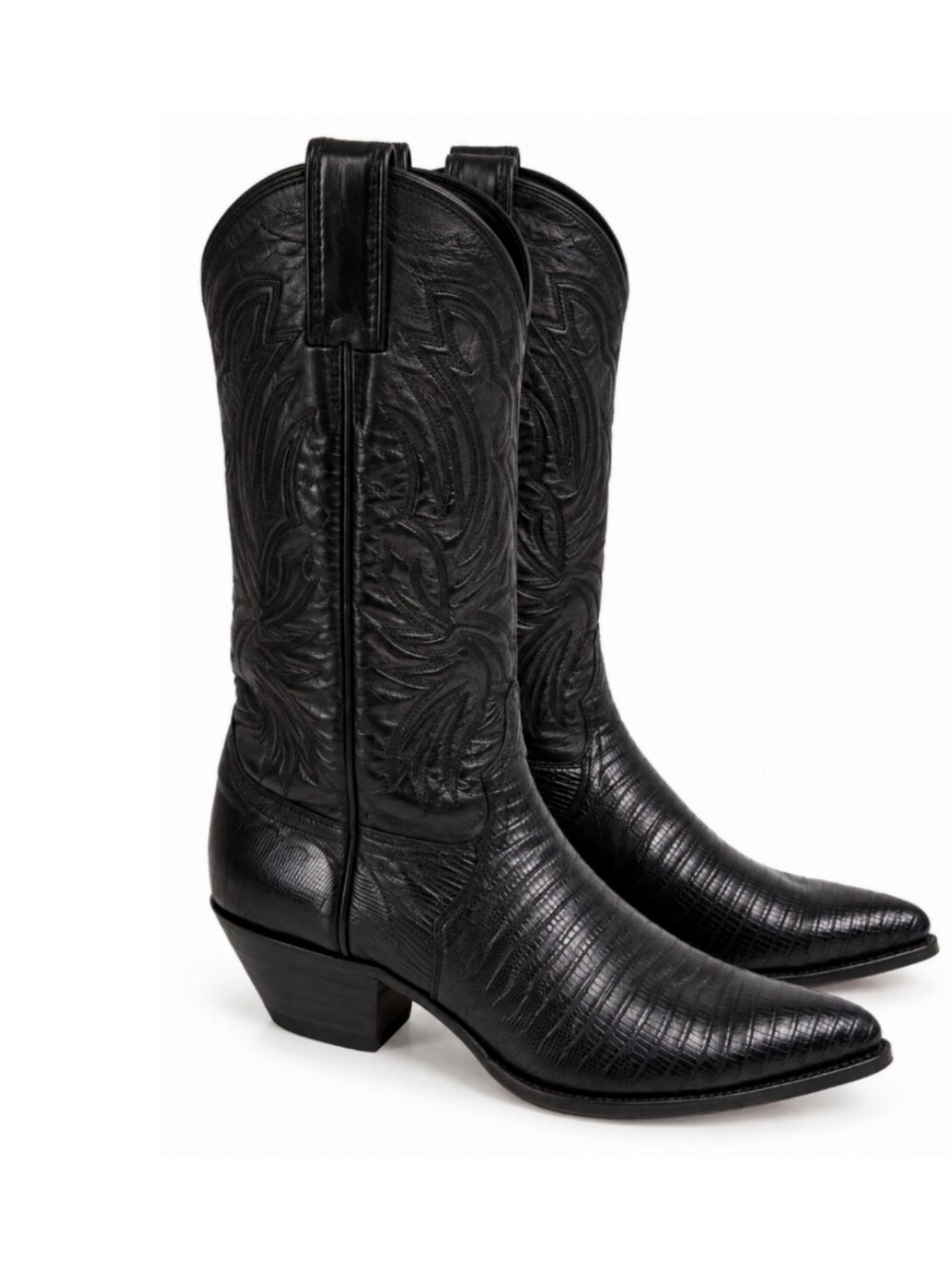 Vintage Justin Black Lizard Exotic Cowboy Boots Womens 8 USA Western L4705